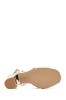 Women's Cream Ankle Buckle Thick Heel Sandals | Derimod
