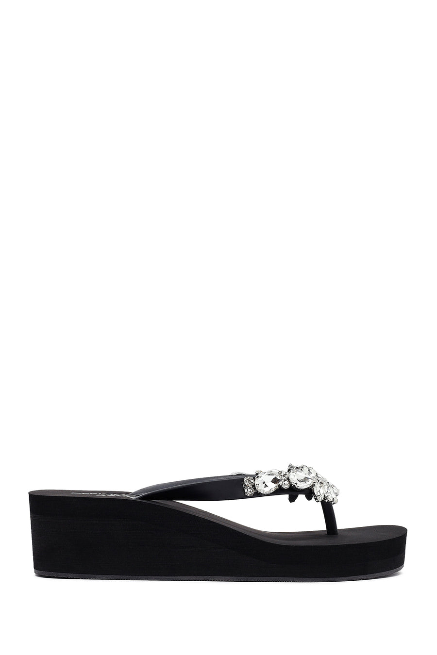 Women's Black Toe Stone Wedge Heel Jelly Slippers 26SFE4941PV | Derimod
