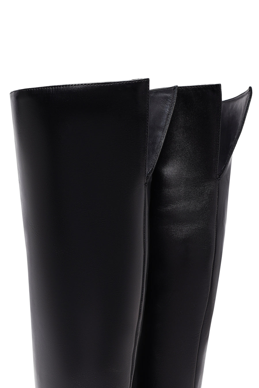 Women's Black Zippered High Thick Heel Leather Boot