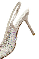 Women's Beige Stoned Open Back Thin Heeled Leather Shoes | Derimod