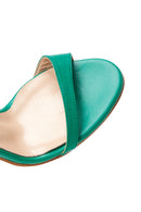 Women's Green Leather Heeled Sandals | Derimod