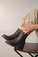 Woman Brown Zip Closure Platform Thick-Heeled Leather Boots | Derimod