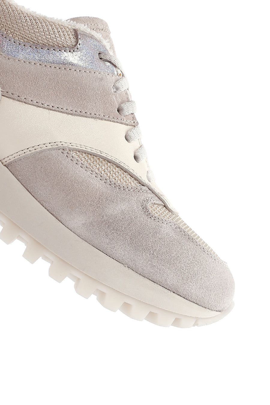 Kadın Bej Kalın Tabanlı Deri Sneaker