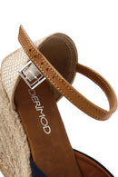 Women's Navy Blue Ankle Strap Wedge Heeled Espadrille | Derimod