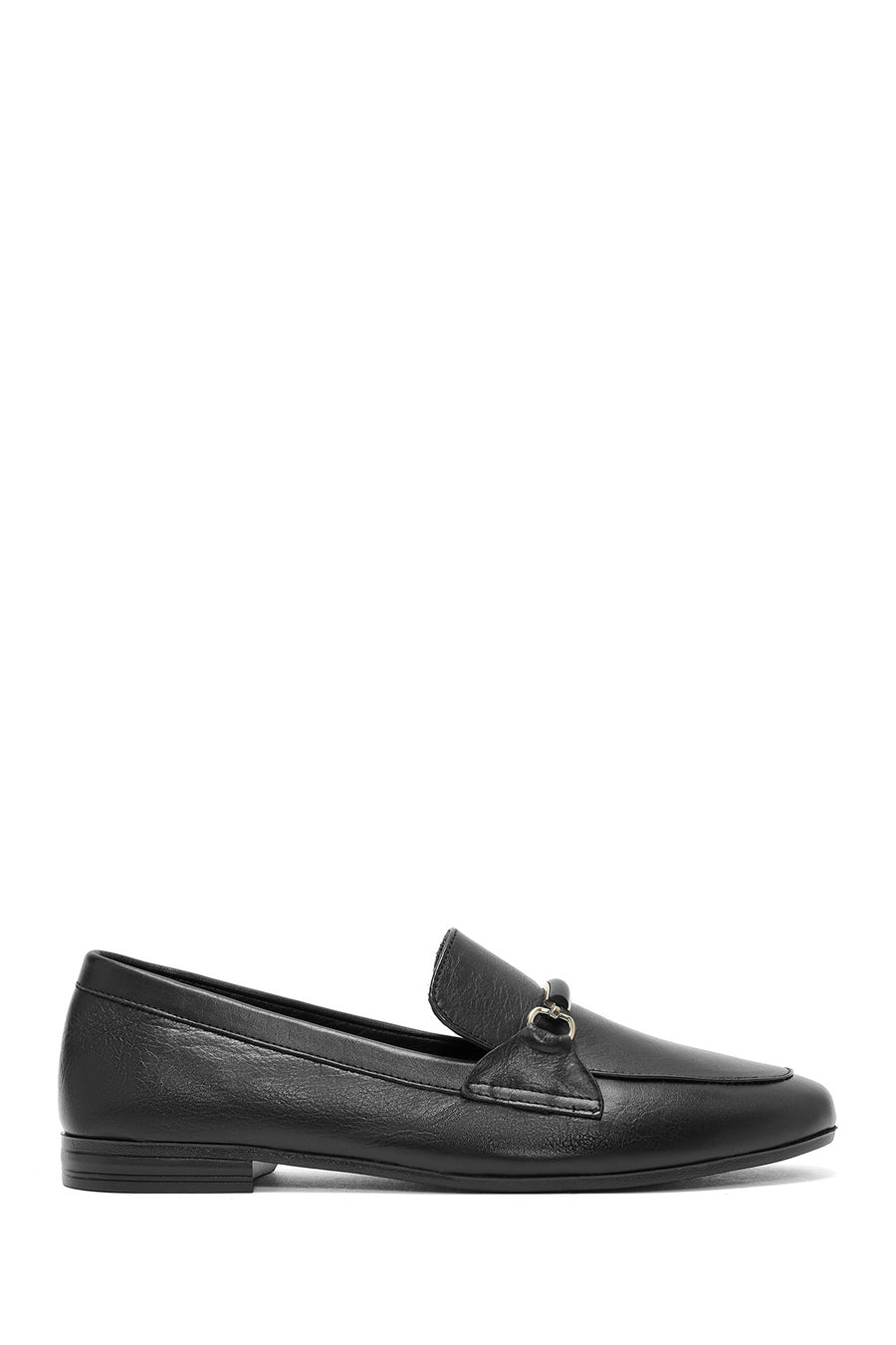 Kadın Siyah Toka Detaylı Deri Maskülen Loafer AF350001DV | Derimod