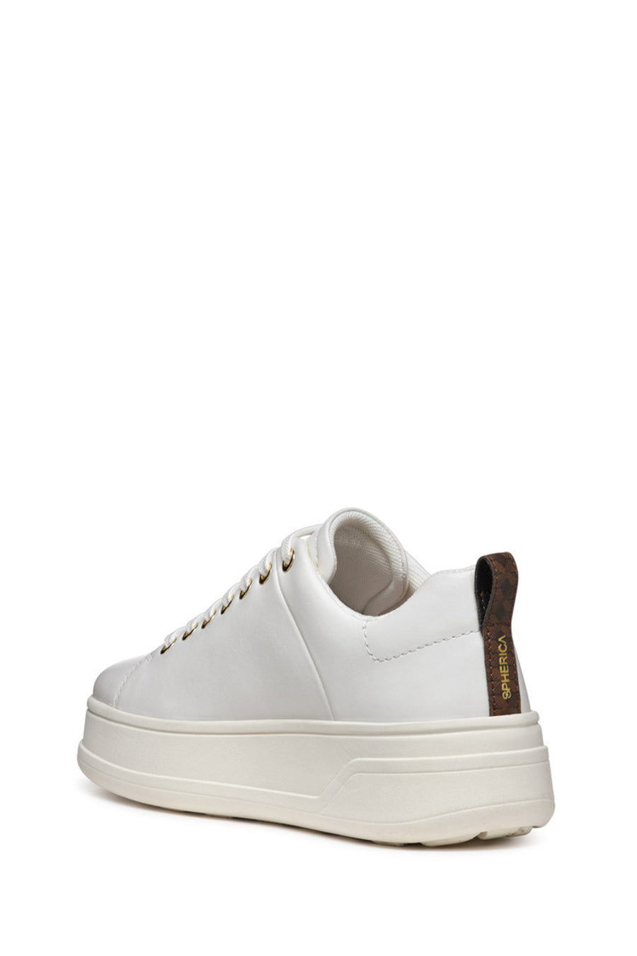 Geox Women's White Spherica Ecub-2 Lace-Up Leather Sneaker
