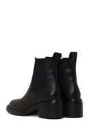 Woman Black Chunky-Heeled Leather Chelsea Boots | Derimod