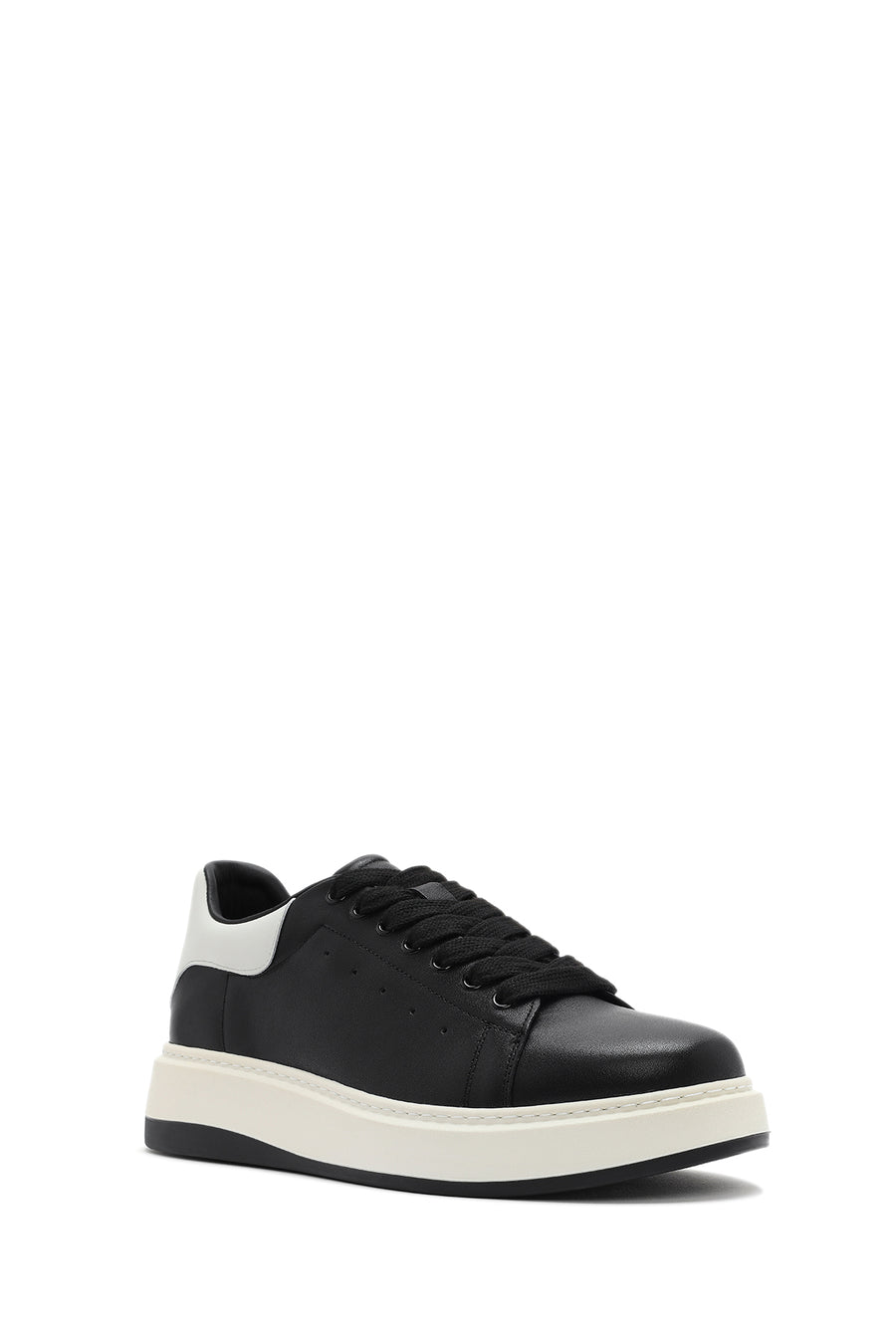 Men's Black Lace-up Leather Sneaker