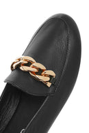 Women's Black Leather Masculine Loafer | Derimod