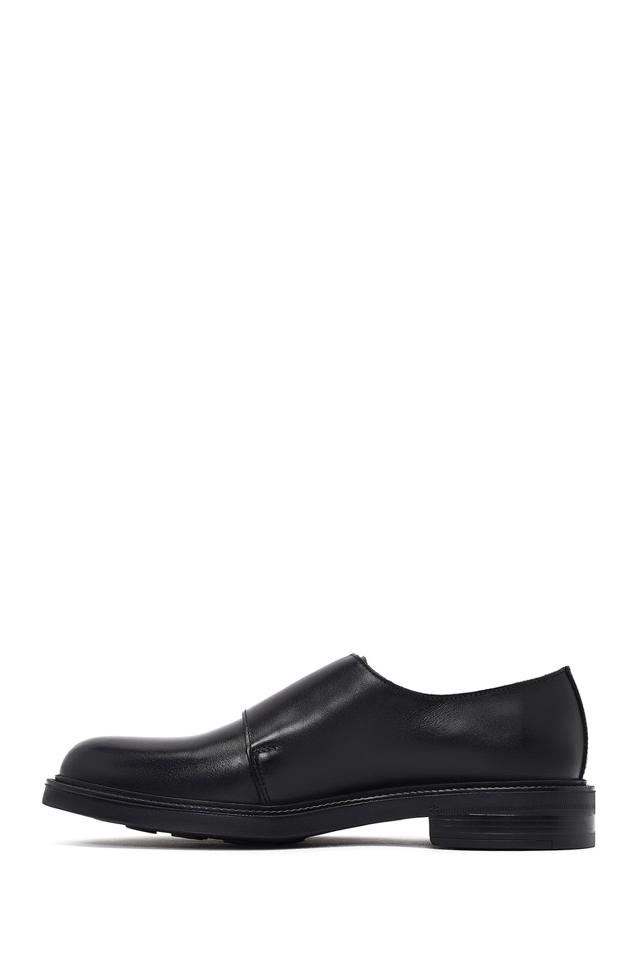 Men's Black Buckle Leather Casual Shoes