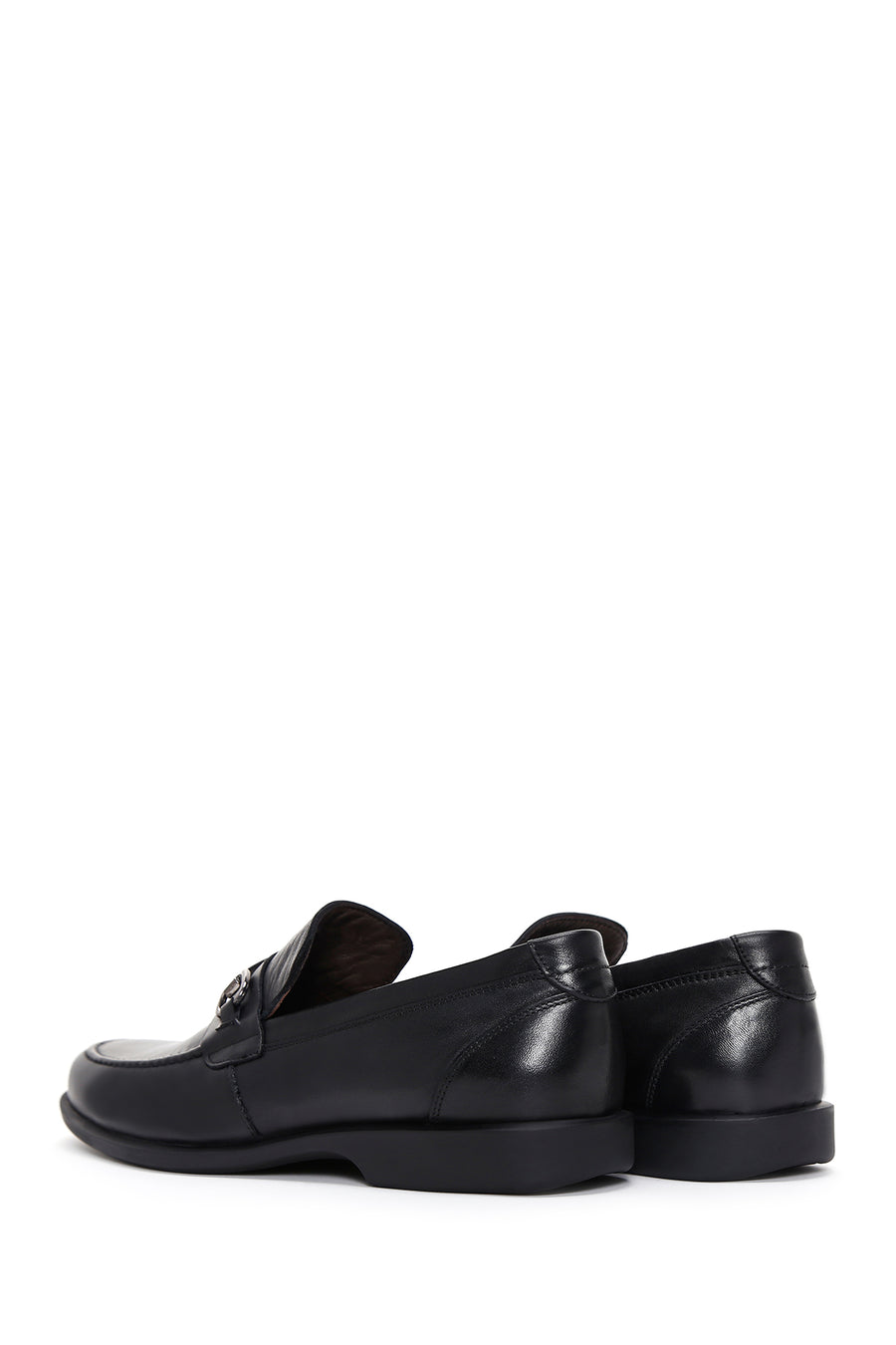 Erkek Siyah Deri Tokalı Klasik Loafer