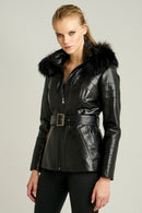Carmela Women's Leather Jacket | Derimod