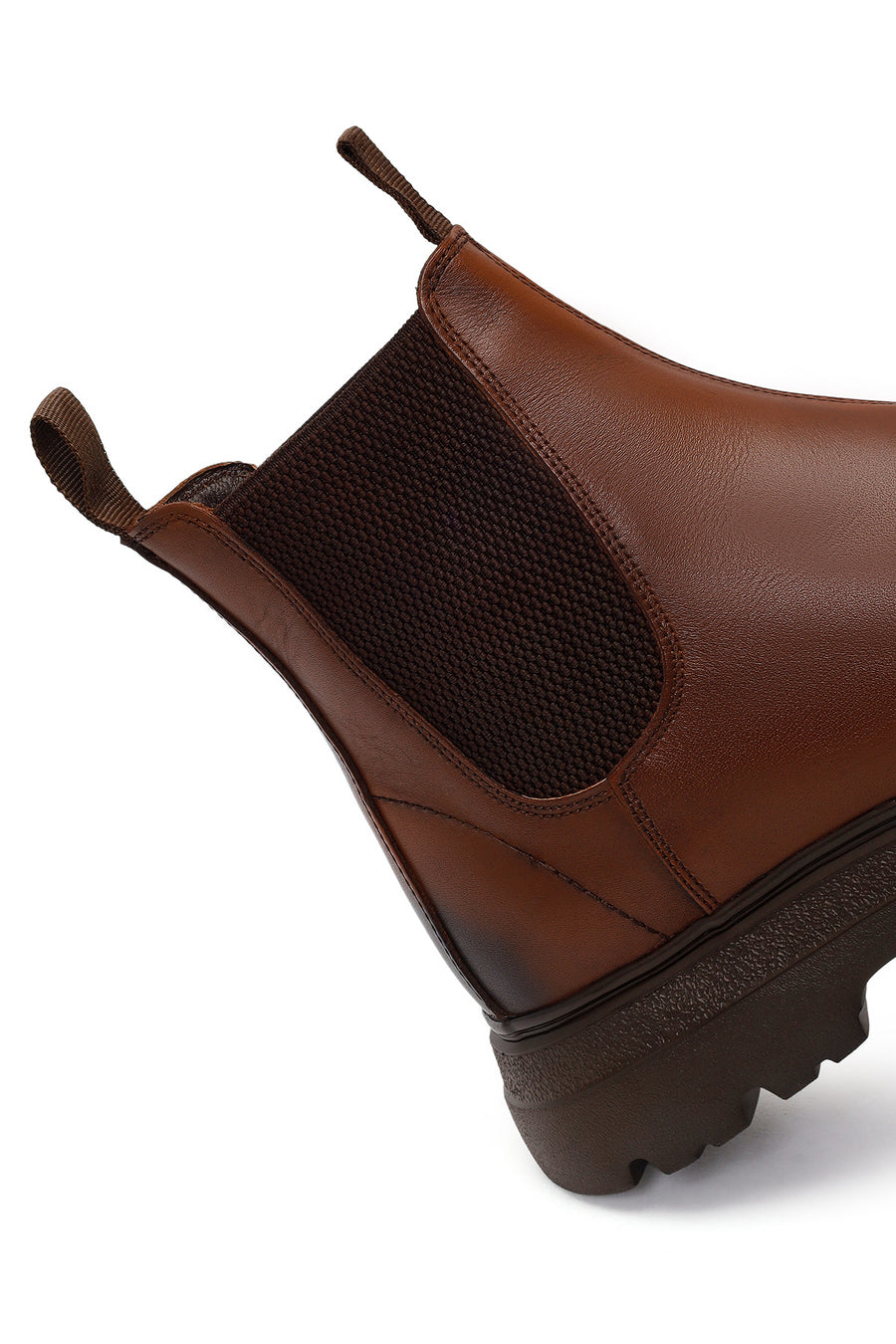 Male Tan Chunky-Soled Leather Chelsea Boots