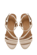 Women's Beige Ankle Strap Chunky Heel Sandals | Derimod