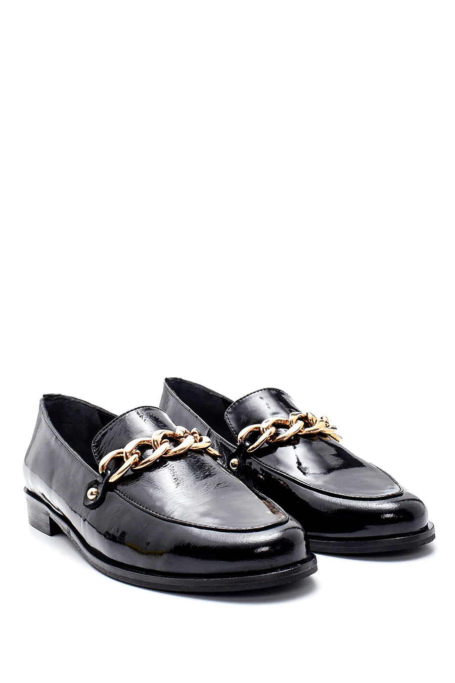 Kadın Deri Rugan Zincir Detaylı Loafer