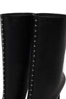 Woman Black High Thin Heeled Leather Boots | Derimod