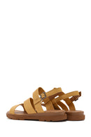 Women's Yellow Ankle Buckle Leather Sandals | Derimod