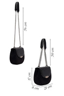 Woman Black Chain Long-Strap Braided Crossbody Bag | Derimod