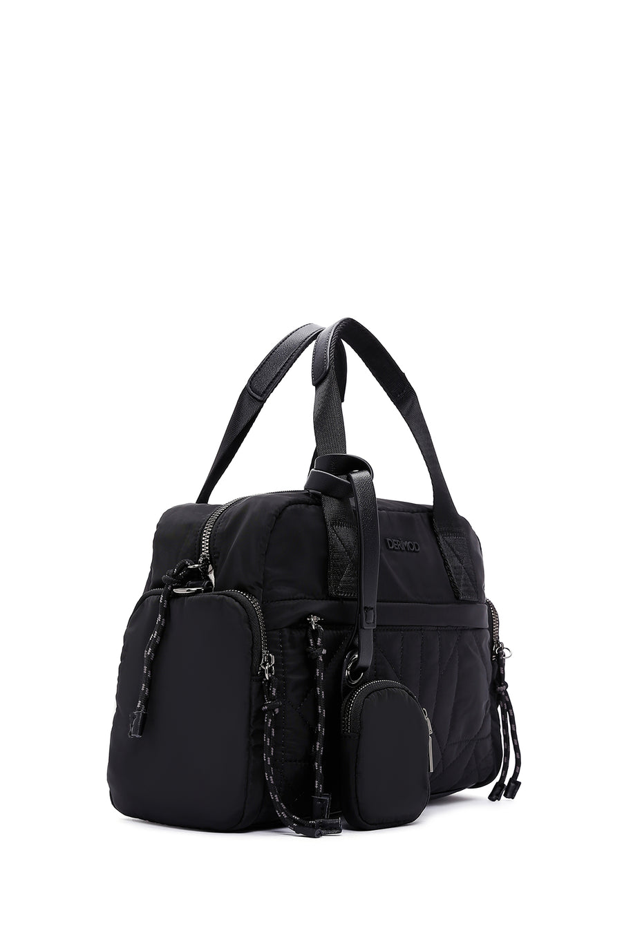 Women's Black Long Strap Accessory Detailed Fabric Handbag