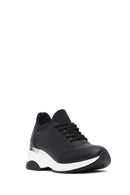 Kadın Siyah Bağcıklı Dolgu Topuklu Sneaker | Derimod