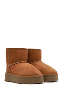 Women's Brown Thick Soled Suede Leather Boots | Derimod