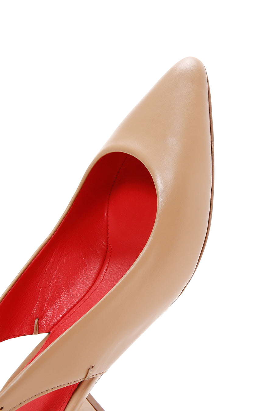 Derimod Gritti Women's Beige Open Back Short Thick Heeled Leather Shoes