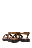 Women's Tan Flip-Flop Leather Bodrum Sandals | Derimod
