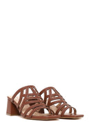 Woman Brown Chunky-Heel Slippers | Derimod