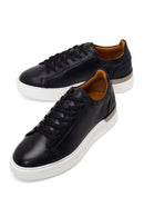 Erkek Siyah Bağcıklı Kalın Tabanlı Deri Sneaker | Derimod