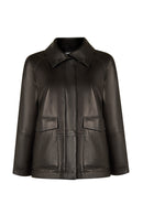Florida-X Woman Black A-Line Leather Jacket | Derimod
