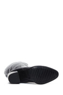 Women's Black Leather Zippered Heeled Boots | Derimod