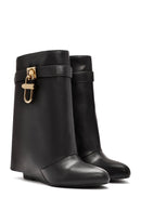 Woman Black Wedge Heel Boots | Derimod
