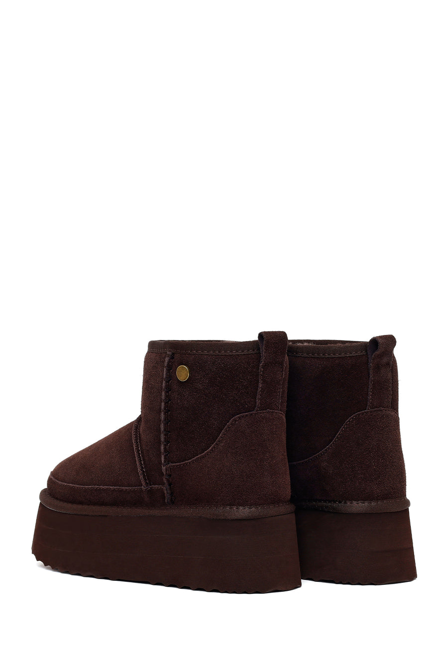 Woman Brown Thick-Soled Suede Teddy Boots