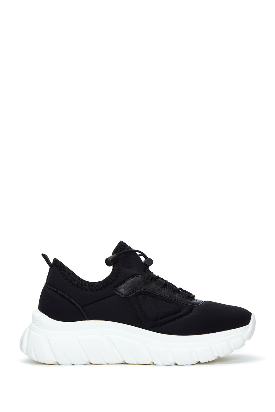 Women's Black Thick Soled Fabric Sneaker 22WFD48076F | Derimod