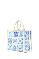 Woman Blue Long Strap Patterned Fabric Shoulder Bag | Derimod