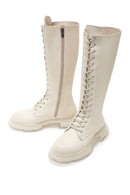 Women's Cream Leather Lace Up Boots | Derimod