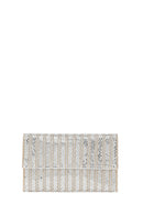 Woman Silver Chain-Strap Stone-Embellished Evening Bag | Derimod