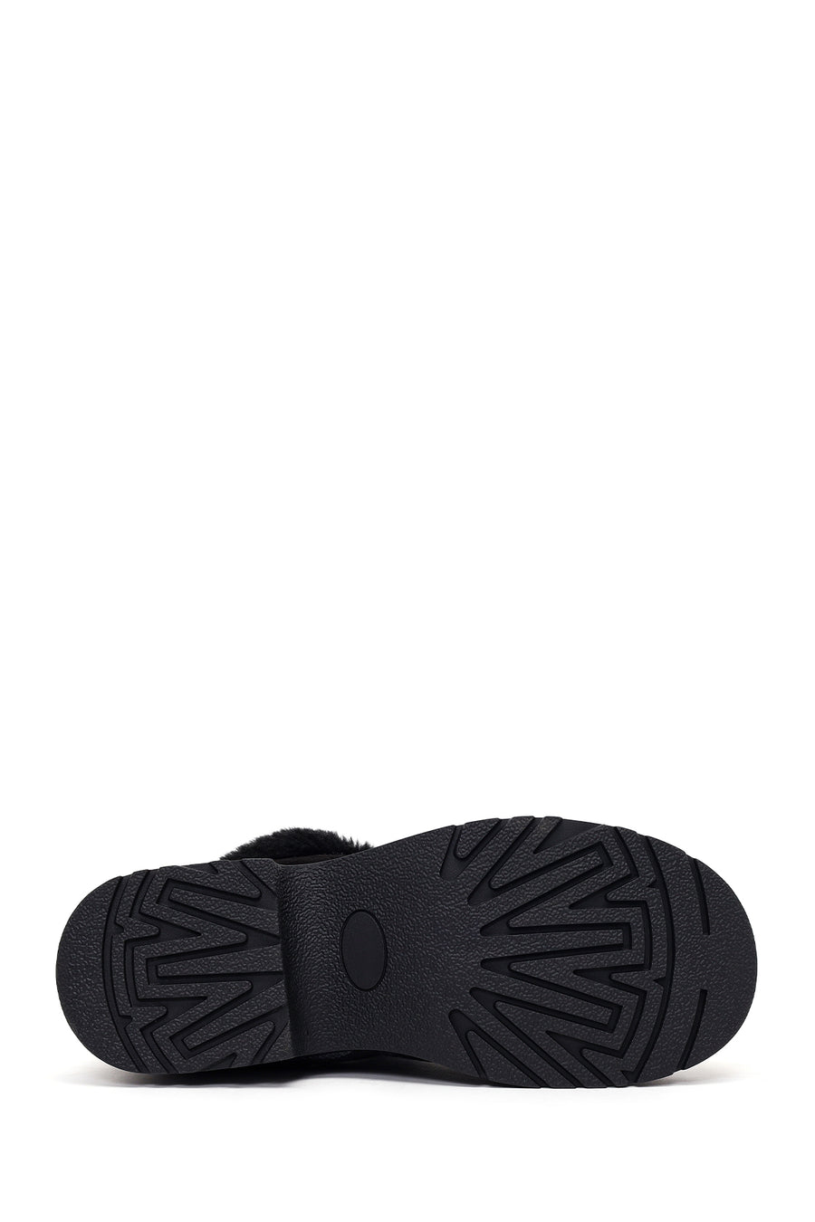 Woman Black Thick-soled Embellished Suede Leather Teddy Slipper