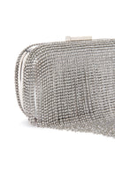 Women's Silver Long Chain Strap Stoned Clutch Bag | Derimod