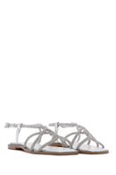 Women's Silver Stone Flat Sandals | Derimod