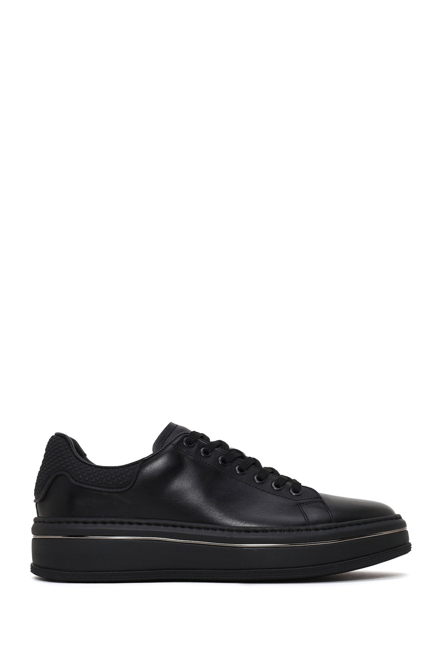 Erkek Siyah Bağcıklı Kalın Tabanlı Deri Sneaker 26SFD611318 | Derimod