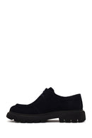 Male Navy Blue Lace-Up Thick-Soled Suede Casual Shoes | Derimod