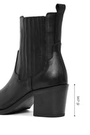 Woman Black Thick-Heeled Leather Cowboy Boots | Derimod