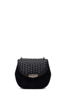 Woman Black Chain Long-Strap Braided Crossbody Bag | Derimod