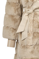 Pinzolo Woman White Belted Teddy Coat | Derimod