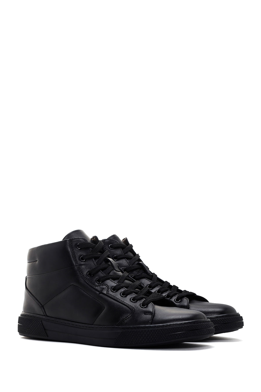 Men's Black Leather High Top Sneaker