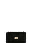Women's Black Long Strap Plush Crossbody Bag | Derimod