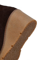 Women's Brown Zip-Up Wedge Suede Leather Boots | Derimod