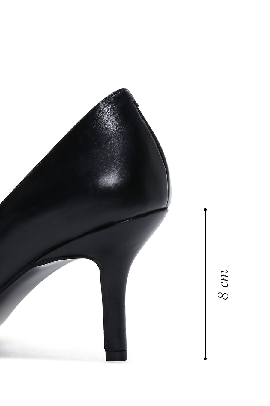 Women's Black Leather Stone Heeled Shoes