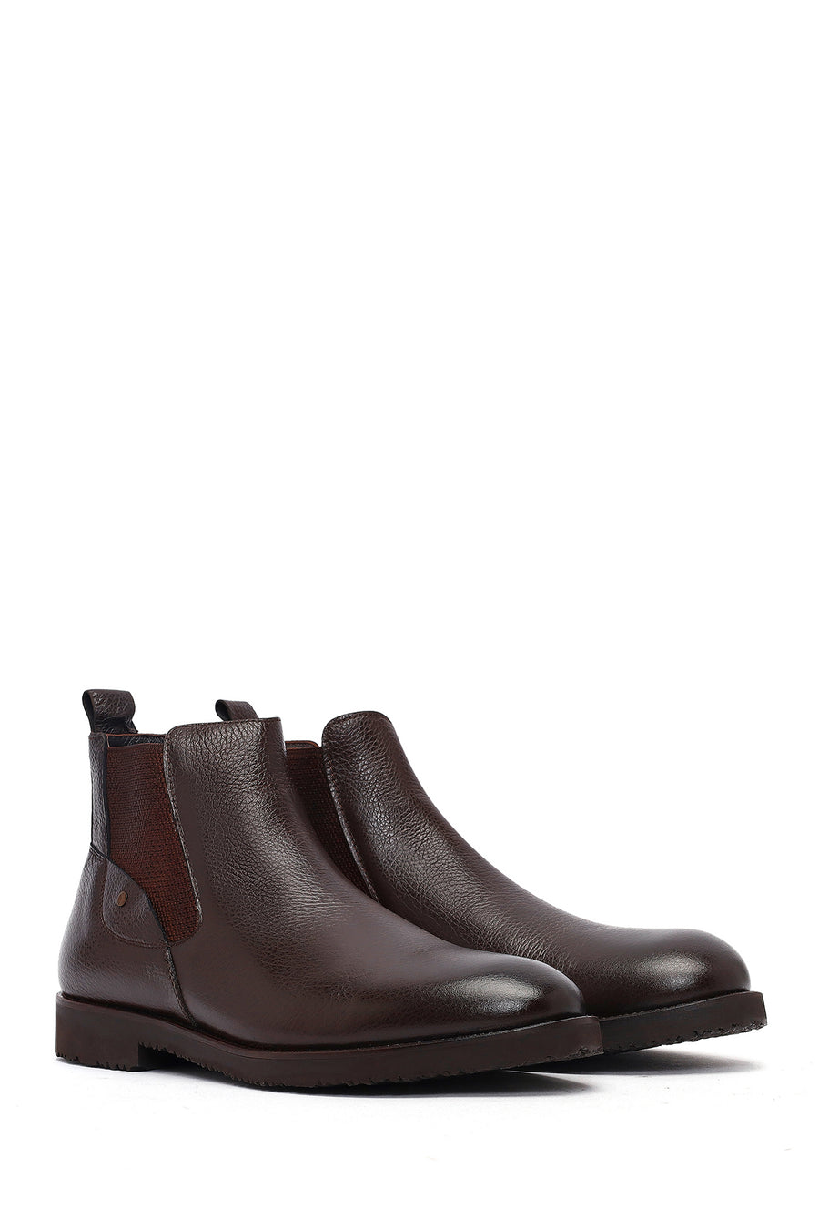 Male Brown Leather Casual Chelsea Boots